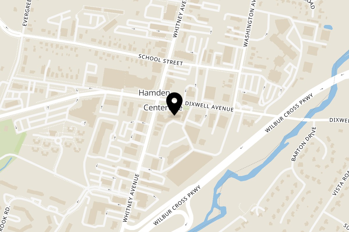 Map showing the location of Freskos Greek on 2323 Whitney Ave in Hamden
